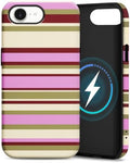 for iPhone 17e Case iPhone 16e Case, Magnetic Matte Frosted Dual-Layer Striped Phone Case for Women, Retro Aesthetic Cover Compatible with MagSafe Accessories - Berry Sage by YKCZL