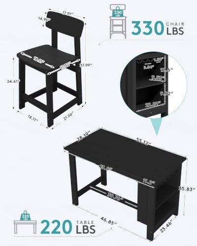 SERWALL 5-Piece Outdoor HDPE Counter-Height Bar Set with 4 Stools, Black - Image 2