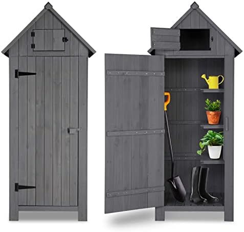 Outvita Outdoor Storage Shed, 70 Inch, Grey by Outvita