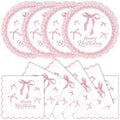 40Pcs Pink Bow Plates and Napkins Party Supplies, 9 Inch Disposable Pink Birthday Plates and Napkins Tableware Set for Bridal Engagement Baby Shower Coquette Birthday Decorations Serve 20 by Unknown