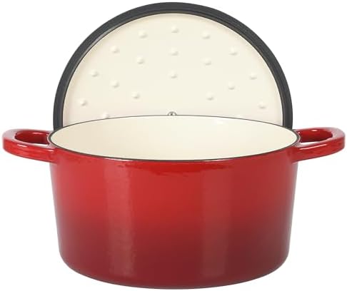 Crock Pot Artisan 6-Quart Round European Enameled Cast Iron Dutch Oven Pot With Lid -Gradient Red - Image 4