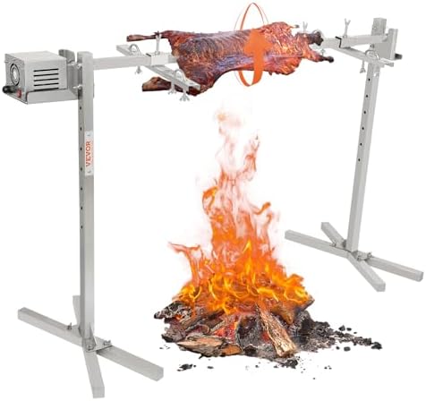 VEVOR 46" Electric BBQ Rotisserie Grill Kit, 132 lbs Capacity Heavy Duty Grilling Kit, Automatic 52W Motor and Height Adjustable Universal Roaster Stand, Stainless Steel Hexagon Spit Rod for Pig Lamb by VEVOR