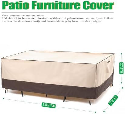 F&J Outdoors Patio Furniture Cover, Beige + Coffee, 102"W x 74"D x 27.5"H - Image 2