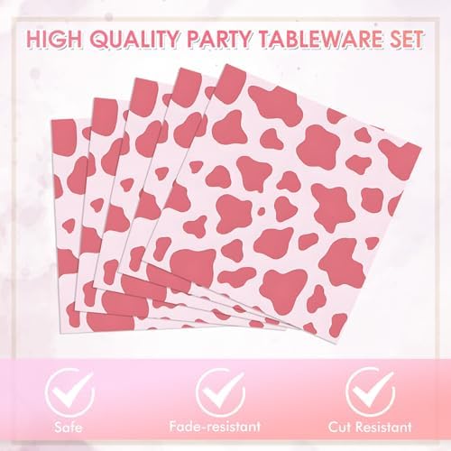 40PCS Pink Western Cowgirl Birthday Party Decoration Western Paper Dessert Plates and Napkins Set Cowgirl Birthday Party Decorations for Girls Cowboy Birthday Baby Shower - Image 4