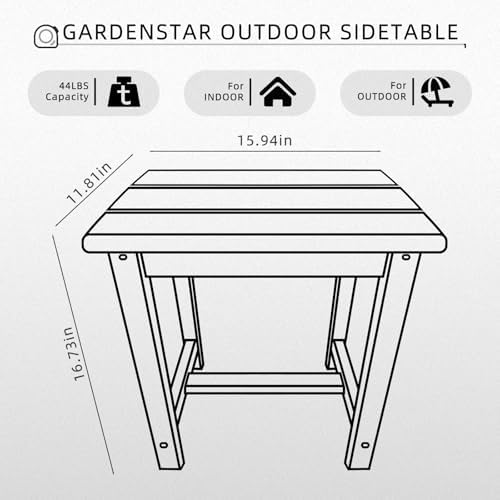 GARDENSTAR Adirondack Square Side Table,one-Tier Outdoor end Table, Patio Side Table for Pool,Porch,Backyard,Relaxing Companion (White) - Image 3