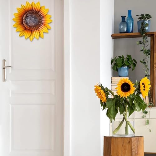YEAHOME Sunflower Wall Decor - 9'' Metal Flower Wall Art Decorations 3 PACK Spring Yard Garden Sunflower Decor Hanging for Kitchen, Bathroom, Bedroom, Set of 3 Handmade Gift for Home, Indoor, Outdoor - Image 6