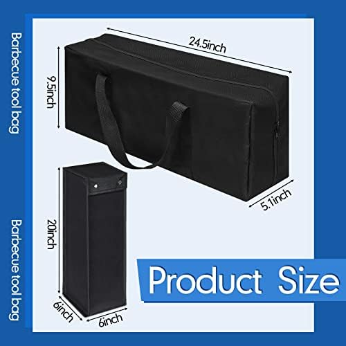 Amylove 2 Sizes Grill Utensil Storage BBQ Tool Bag 24.5" x 9.5" x 5" Large Capacity Grill Accessory Storage Waterproof Grilling Utensil Holder Outdoor BBQ Picnic Cooking Tools for Camp Barbecue - Image 2