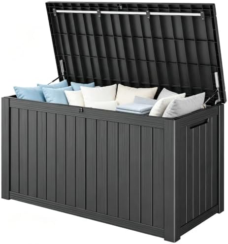 Outdoor Storage Waterproof Deck Box for Patio (200 Gallon, Black) by Unknown