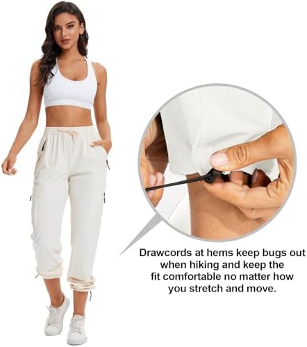 Toomett Women‘s Hiking Cargo Pants UPF 50 Quick Dry with Zipper Pockets - Image 3