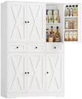HOSTACK 67"H Farmhouse Kitchen Pantry Storage Cabinet with 3 Drawers, White by HOSTACK