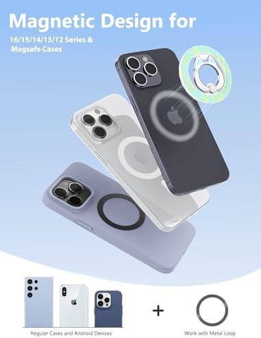 Magnetic Phone Ring Holder for MagSafe, Cartoon Cat Snap, Green - Image 2