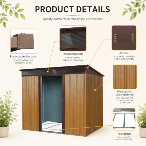 8X6 FT Outdoor Metal Storage with Lockable Sliding Doors - Image 6