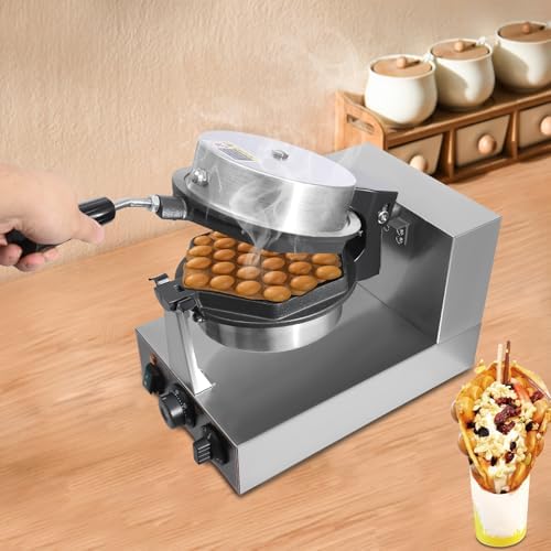 Commercial Bubble Waffle Maker, 1300W Electric Honeycomb-Shaped Waffle Machine, Stainless Steel Waffle Iron Baker with Non-Stick Coating, 180° Rotating, 122-572℉ Temperature Adjustable, 30 Egg Cones - Image 7