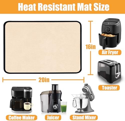 TOHONFOO Heat Resistant Mats for Countertop & Air Fryer, 20x16 in, Khaki - Image 3