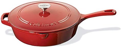 Cuisinart Chef's Classic Enameled Cast Iron Dutch Oven with Lid, Porcelain Enameled Interior, Oven Safe, Induction Compatible, 12-Inch, Chicken Fryer, Red Gradient by Cuisinart