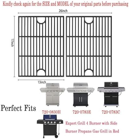 13" x 17" Cast Iron Grill Grates for Nexgrill 4 & 5 Burner 720-0830H 2PC - Image 2