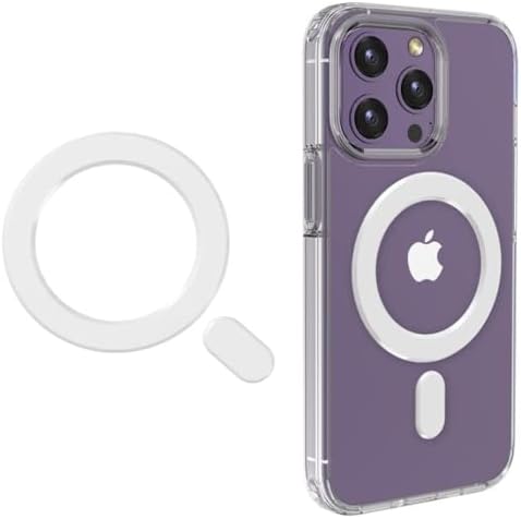 KALAPOP Metal Rings,Ultra-Thin(0.4mm) for MagSafe Sticker,Magnetic Adapter,Phone Cases&Wireless Charger,Compatible with iPhone 16/15/14/13,Galaxy S24/S23/S22/Kindle (White 1PCS Magnet Ring) by KALAPOP