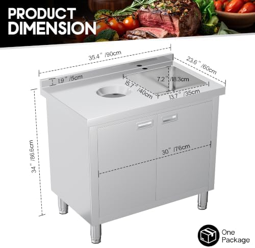 SPECRAFT 24x36 Inch Stainless Steel Utility Sink Cabinet - Image 3