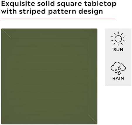 Costaelm Patio Dining Table for 4, Square PP Patio Table, 4-Person Weather Resistant Deck Table for Porch Poolside Lawn Garden Backyard, Olive Green - Image 5