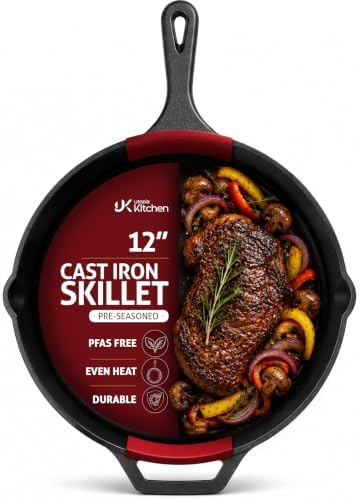 Utopia Kitchen Cast Iron Skillet 12 Inch Pre-Seasoned PFAS-Free Black by UTOPIAKITCHEN