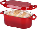 VORRINGARD Oval Dutch Oven Pot with Lid, Enamel Coating Cast Iron Bread Pans for Homemade Sourdough Bread Baking, Cooking, 4 Quart, Red by Unknown