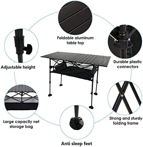 LEADALLWAY Adjustable Aluminum Camping Table 47" L x22 W - Image 6