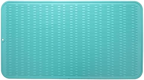 MicoYang Silicone Dish Drying Mat for Multiple Usage,Easy clean,Eco-friendly,Heat-resistant Silicone Mat for Kitchen Counter or Sink,Refrigerator or Drawer Liner Mint 4XL 32 inches x 18 inches by MicoYang