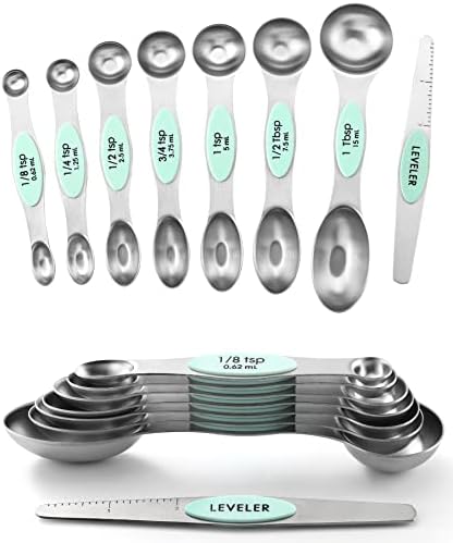 Spring Chef Stainless Steel 8 Magnetic Measuring Spoons Set, 2 Pack, Mint by SpringChef
