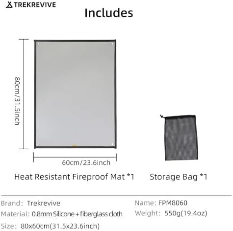 TrekRevive Fire Pit Mat, Heat Resistant Fireproof Mat for Outdoor Camping, BBQ, Tent Wood Stove (Grey, 31.5x23.6in(80x60cm)) - Image 5