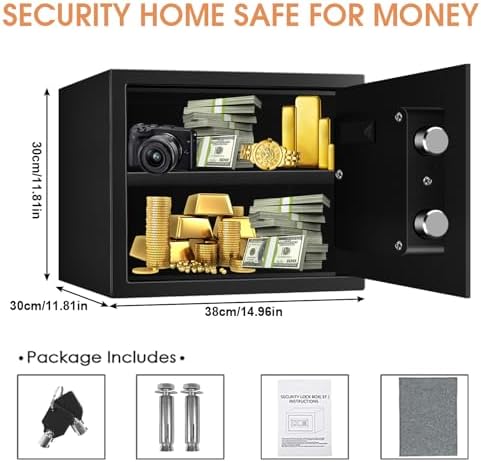 1.8 Cuft Fire proof Safes for HOME USE, Anti-Theft Digital Personal Security Safety Box with Electronic Keypad and Spare Keys, Home Safes Fireproof Waterproof for Money Medicine Document Valuables - Image 6