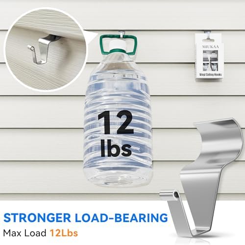 MIUKAA No-Hole Vinyl Siding Hooks, 4-Pack Stainless Steel Clips, 12lbs Load - Image 4