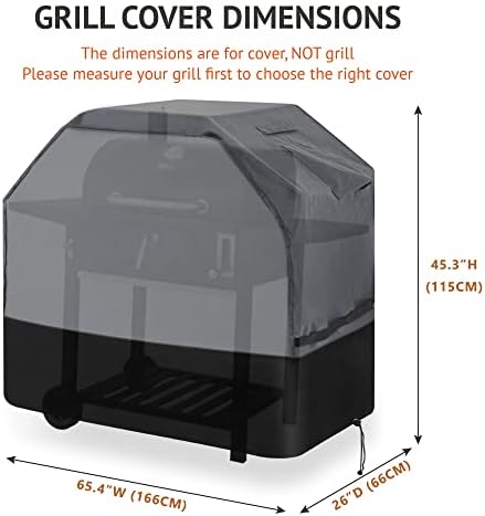 600D Oxford Heavy Duty BBQ Grill Cover 65Wx26Dx45H, Water Resistant - Image 3