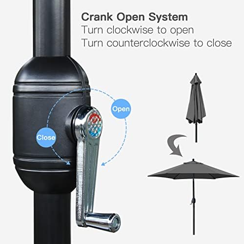 Sunnyglade 7.5' Patio Umbrella Outdoor Table Umbrella Tilt Crank Dark Grey - Image 3