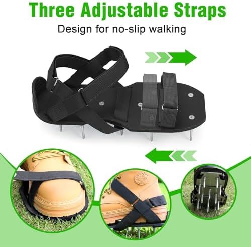 Lawn Aerator Shoes for Grass - Pre-Assembled Grass Aerator Shoes for Lawn - Soil Yard Aerator Tool for Aerating Patio Garden, Black, Small Size - Image 4