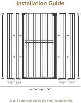No Pawblems Gate Extension, 2.76" Width Expander for 55.0" Pet Gate, Black - Image 5