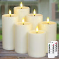 Yeelida Outdoor 6pcs Flameless Waterproof Candles with Handy Remote Control, Cycle Timer Battery Operated Candle Grease Effect LED Flickering Pillar Plastic Long Lasting (Ivory, 3" x4" 5" 5" 6" 6" 7") by Yeelida