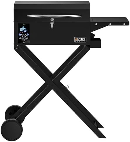 ONLYFIRE GRILLS BBQ Wood Pellet Grill Smoker with Foldable Cart,Black GS343 - Image 2