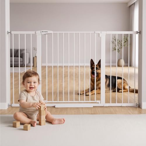 Mumeasy 36-63.3 in Baby Gate for Doorways, 36 in Extra Tall Pet Gate, White by Mumeasy-FocusonBabyPetSafetyGate