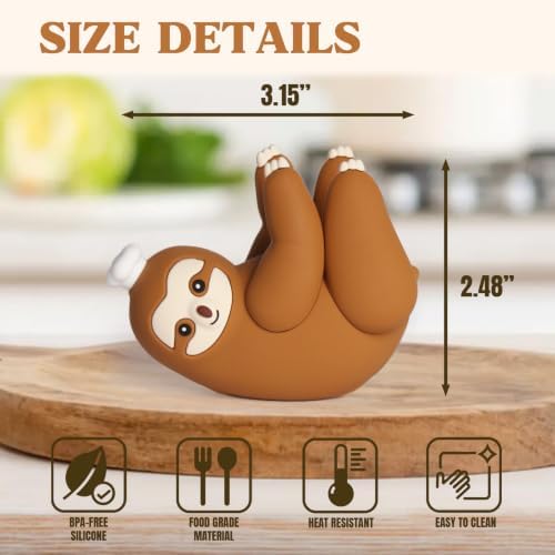 Kitchen Spoon Rest, BPA-Free Silicone Spoon Holder for Stove Top, Utensil Rest for Ladles, Tongs & Cooking Spatulas, Cute Kitchen Gadget Gift, Sloth - Image 2