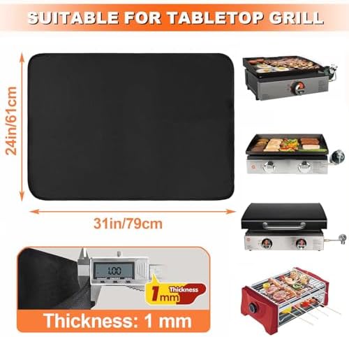 Heat Resistant Mats for Countertop and Grill Table, Fireproof Grill Mats for Outdoor Grill, Under Griddle BBQ Mat, Portable Charcoal Grill, Air Fryer, Gas Grill,Red,24 x 31 inch - Image 2