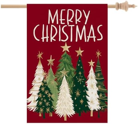 CROWNED BEAUTY Merry Christmas Trees House Flag for Outside 28x40 by CrownedBeauty