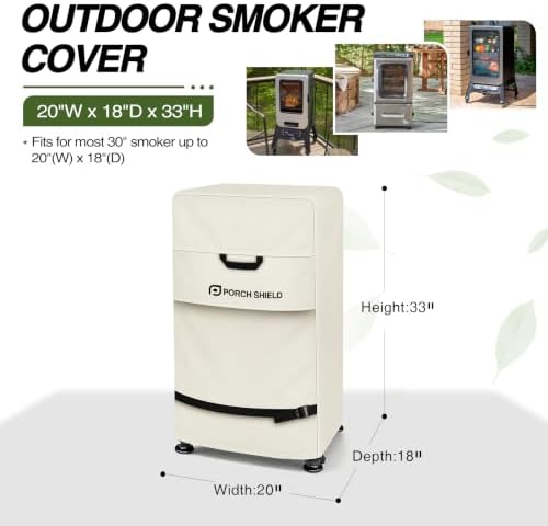 Porch Shield 30 inch Outdoor Smoker Cover 20W x 18D x 33H inch, Beige - Image 2