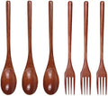 GSHLLO 6 Pcs Reusable Wooden Forks and Spoons Wood Eating Spoon and Fork Set Portable Picnic Spoons Forks Kitchen Cooking Flatware Lunch Box Tableware Dinner Utensils for Home Travel by GSHLLO