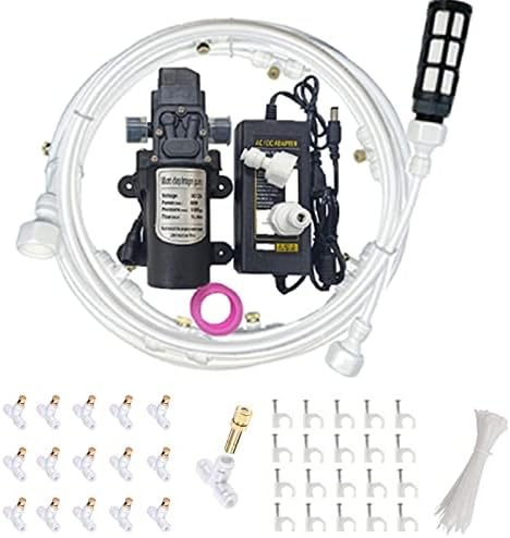 Outdoor Misting Cooling System Kit with Silent Pump and Gold Brass Sprayers, Patio Misters Mister System Drip Irrigation System for Outside Patio, Garden Cooling System DI(Size:24m Tube + 36 nozles) by Melairy