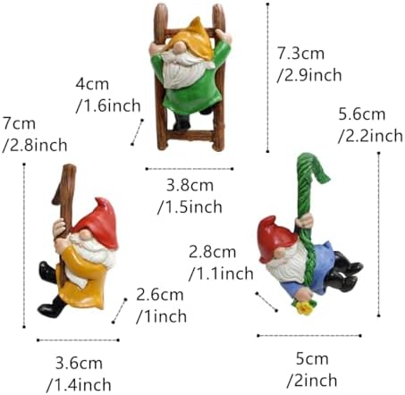 3 PCS Climbing Gnomes Tree Faces Decor Outdoor for Yard, Gnomes Statue, Outdoor Fairy Garden Resin Crafts, Flower Pot Landscape Dwarf, Micro Landscape Pendant Ornaments (3 PCS) - Image 6