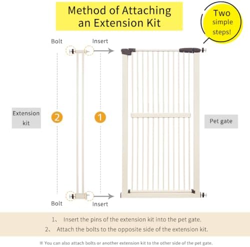 Lumizone 61.02" Extra Tall Pet Gate Extension Kit 4.13" Wide Cream - Image 3