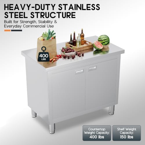 SPECRAFT 24x36 Inch Stainless Steel Work Table with Double Doors - Image 5