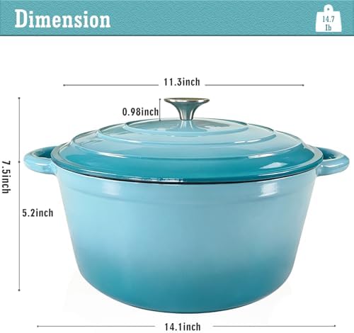 Enameled Cast Iron Dutch Oven with Lid, 6QT Heavy-Duty & Non-Stick Cookware Pot for Braising, Stews, Roasting, Bread Baking - Oven & Stovetop Safe - Image 2