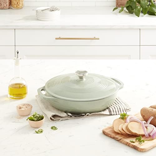 Lodge Essential Enamel Cast Iron Braiser, 3.6 Quart, Desert Sage - Image 2
