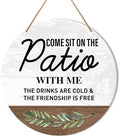 Patio Sign Decor, Patio Round Hanging Sign Decor Farmhouse Wall Decorations Outdoor Living Wood Sign for Porch, Deck, Backyard, Housewarming Gift for New House Home, Come Sit on The Patio with Me by Muktoujaumai